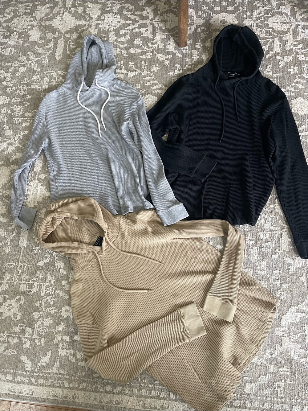 Forever 21 Men’s Hooded Ribbed Sweater - Black, Light Gray, Beige